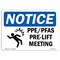Signmission OSHA Sign, PPEPFAS Pre-Lift Meeting With Symbol, 10in X 7in Rigid Plastic, 10" W, 7" H, Landscape OS-NS-P-710-L-17780 - alternate 1